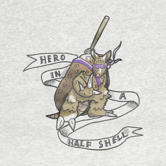 Armadillo hero in a half shell! - 90s vintage parody design by DopamineDumpster